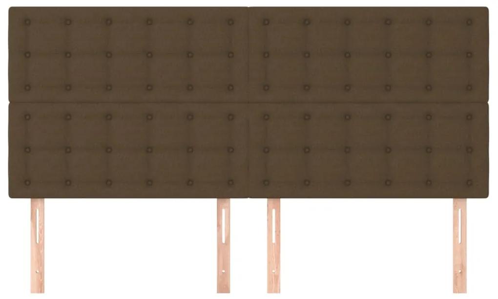 Tablii de pat, 4 buc, maro inchis, 100x5x78 88 cm, textil 4, Maro inchis, 200 x 5 x 118 128 cm