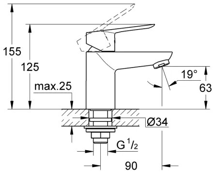 GROHE 32857000 - Ventil pentru montaj pe blat BAULOOP DN 15, crom lucios