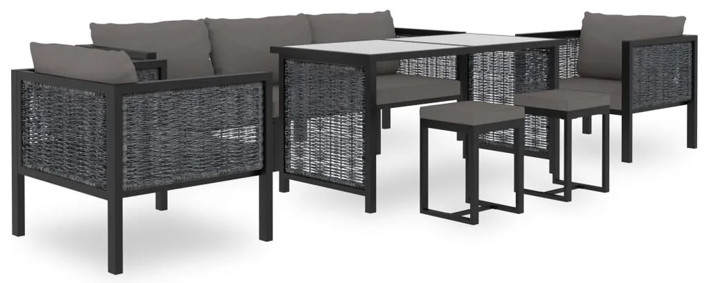 vidaXL Set mobilier de grădină cu perne, 8 piese, antracit, poliratan