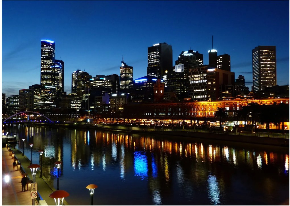 Tablou pe sticlă cu noaptea în Melbourne (70x50 cm)