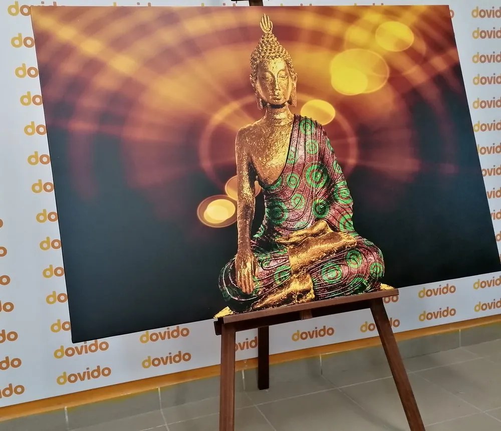 Tablou statuia a lui Budha pe fundal abstract