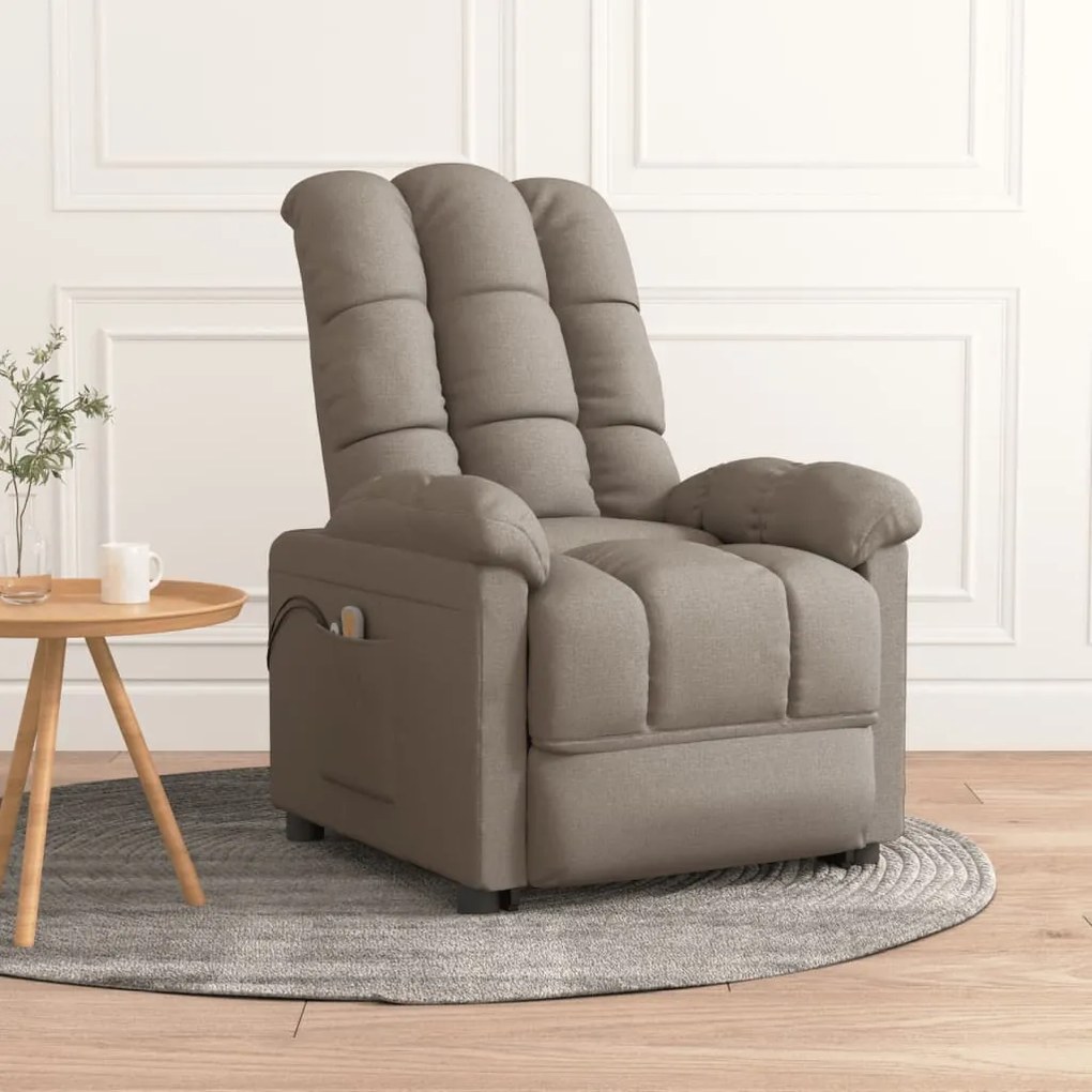 3073766 vidaXL Fotoliu de masaj electric rabatabil, gri taupe, textil