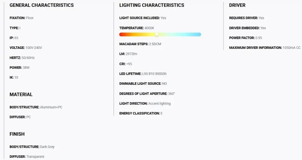 Stalp LED iluminat exterior simetric 360º IP65 RUSH 370cm 4000K