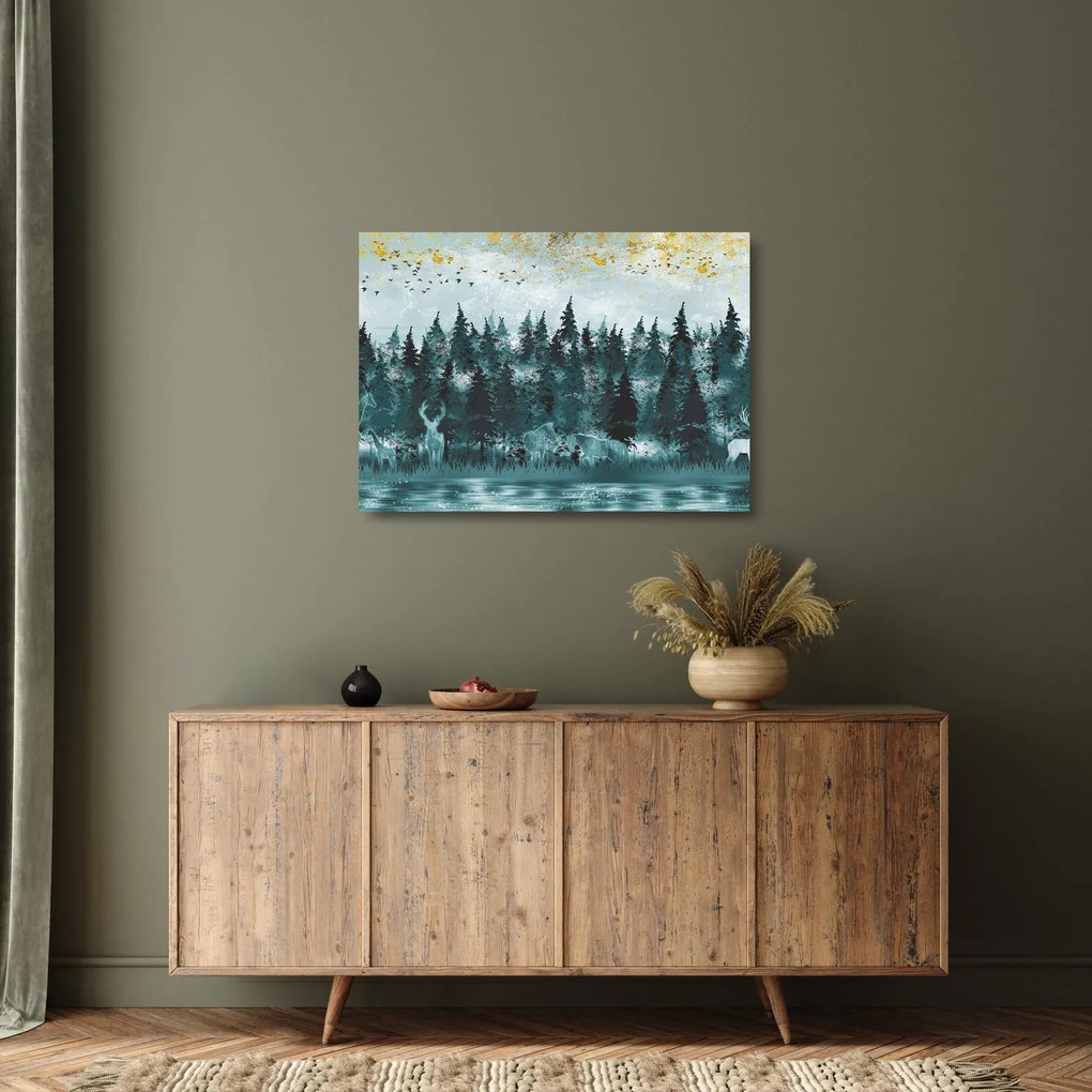 Tablou pe sticlă - Animale din pădure (70x50 cm)