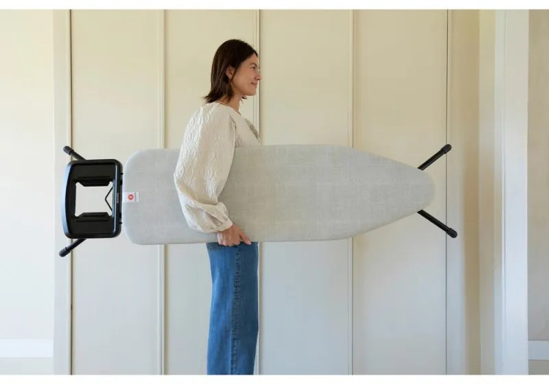 Masă de călcat Brabantia B 1008893, 124x38 cm, 7 poziții de reglare, Suport mare pentru fier, Gri deschis