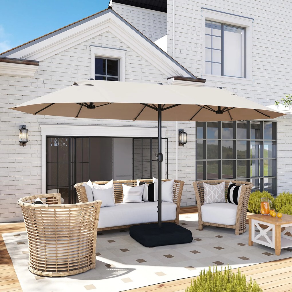 Outsunny Umbrele de Gradina Dubla 460x270cm cu Manivela si Baza Transversala | Aosom Romania
