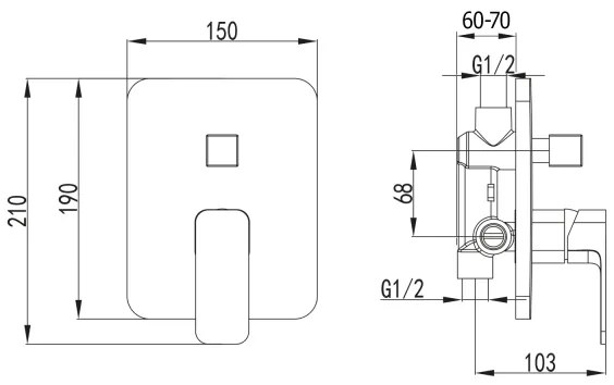 Set de duș pentru instalare ascunsă Aqualine FACTOR crom lucios