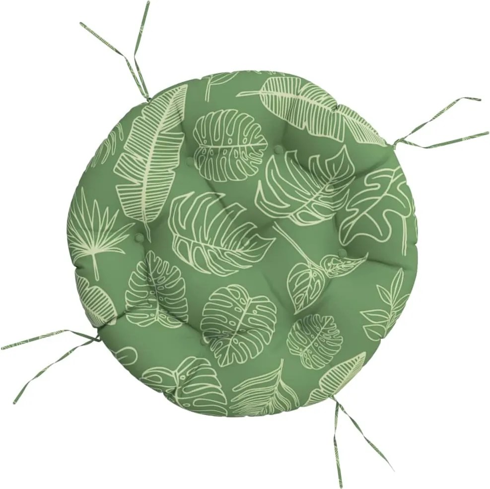 vidaXL Pernă rotundă, model frunze, Ø 60 x 11 cm, țesătură Oxford
