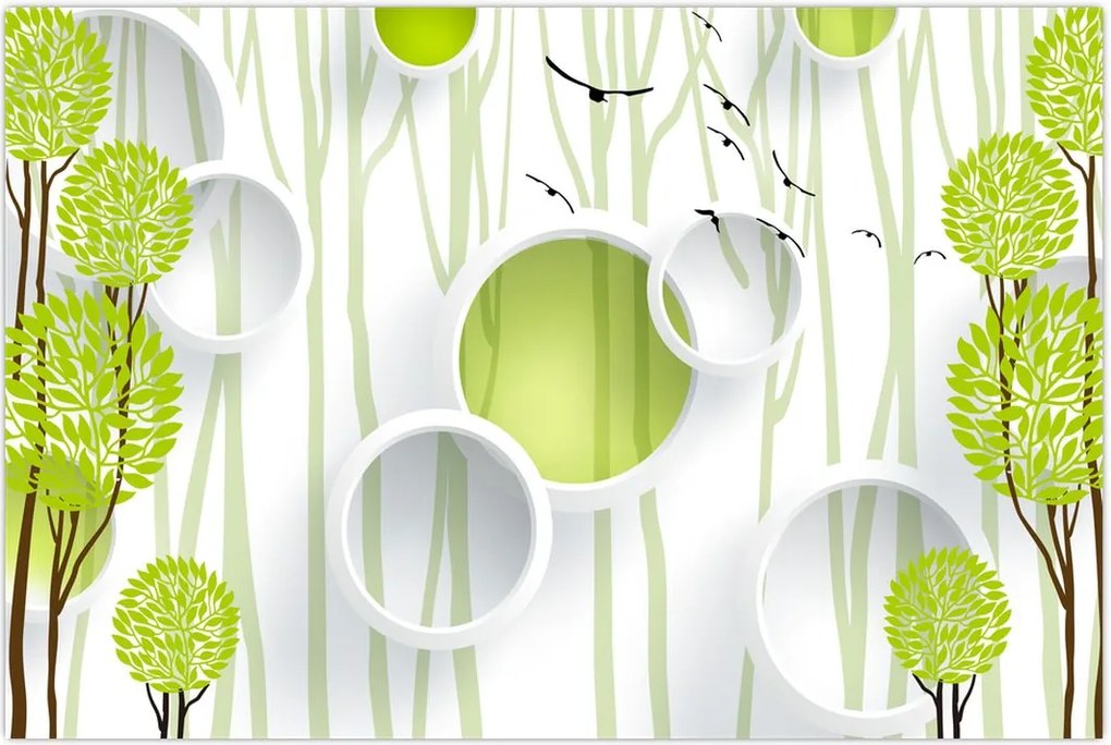 Tablou cu abstracție și copaci (90x60 cm)