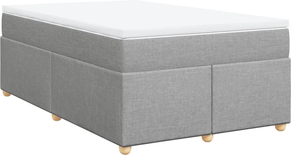 vidaXL Pat continental cu saltea, gri deschis, 120x200 cm, textil