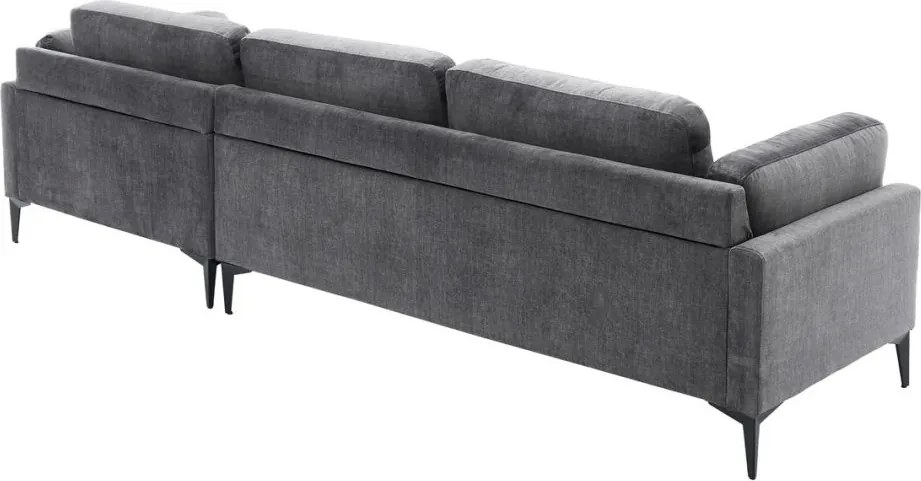 Coltar cu sezlong dreapta, Catifea gri inchis, MANHATTAN 295cm