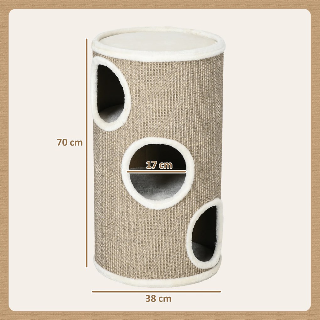 PawHut Ansamblu pentru pisici, Turn din Sisal pentru animale de companie cu planforme cu invelis moale | Aosom Romania