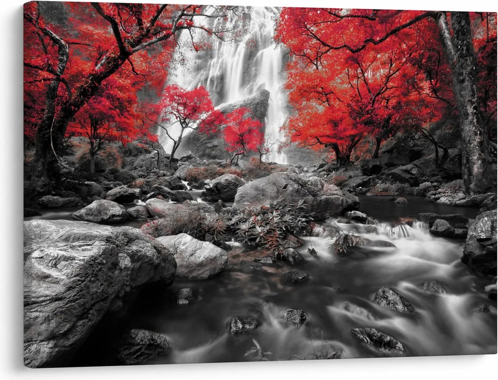 Tablou - Cascade în peisajul de toamnă (70x50 cm)