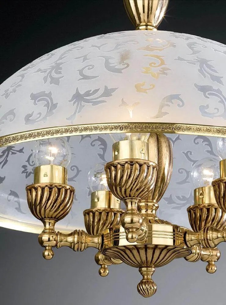 Lustra design clasic din alama si sticla 6202