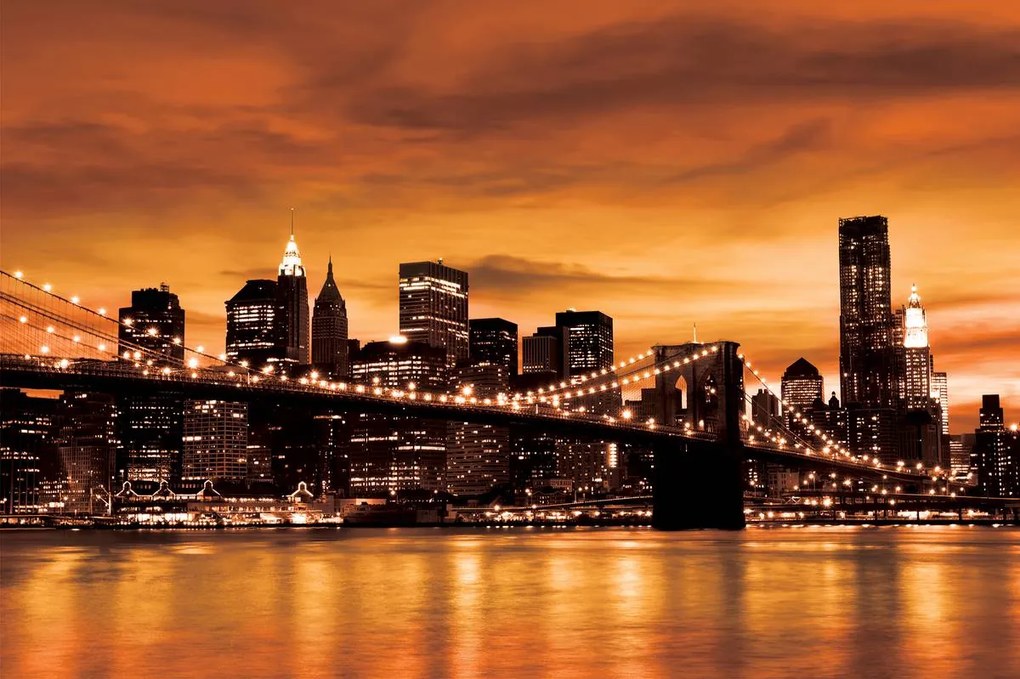 Fototapet - New York și Brooklin Bridge City (152,5x104 cm)