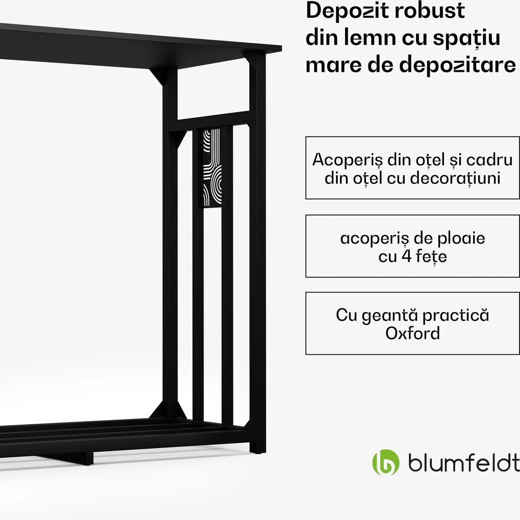 Blumfeldt Valdivian depozit de lemne, 1,5 metri încărcare, stabil, oțel, husă împotriva ploii, geantă de transport