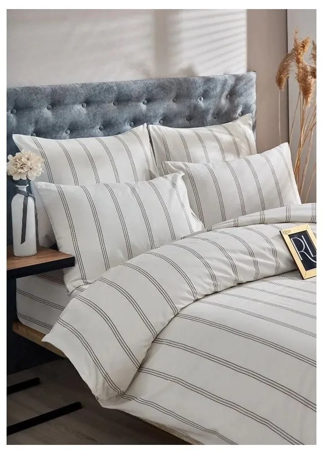 Lenjerie de pat crem din bumbac pentru pat dublu-extinsă 200x220 cm – Mila Home