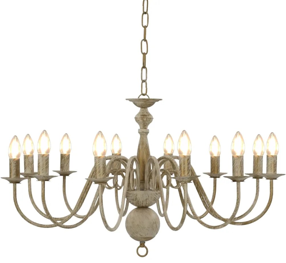vidaXL Candelabru, alb vintage, 12 becuri E14