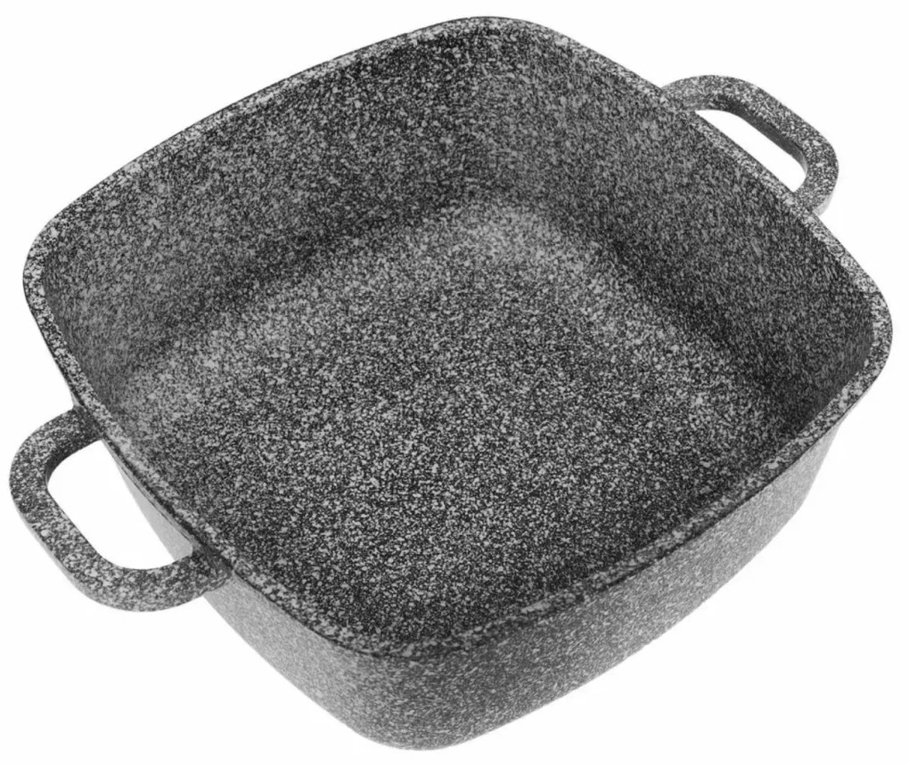 Oală pătrată cu capac 24x24 cm, 4.4L – Klausberg KB 7530, strat marmură, gri, compatibilă cu inducție, gătit fără ulei