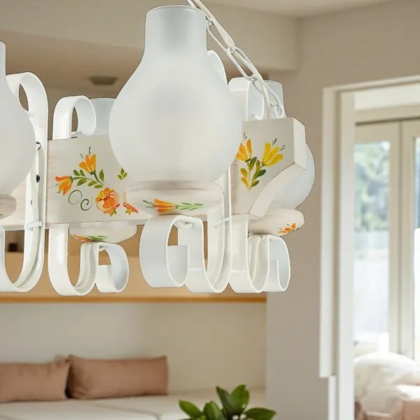 Brilagi - Lustru cu lanț QUEEN 4xE14/40W/230V fag/crem