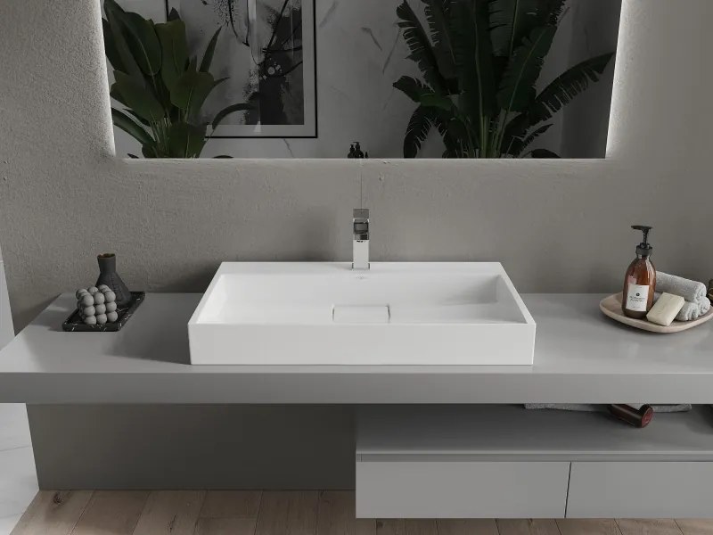 Mexen Ava chiuvetă de blat din conglomerat 1/O 80 x 46 cm, albă - 23018001