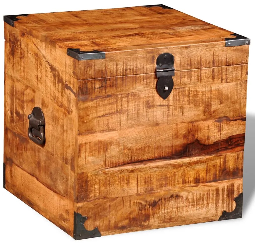 241636 vidaXL Cufăr de depozitare tip cub, lemn de mango nefinisat