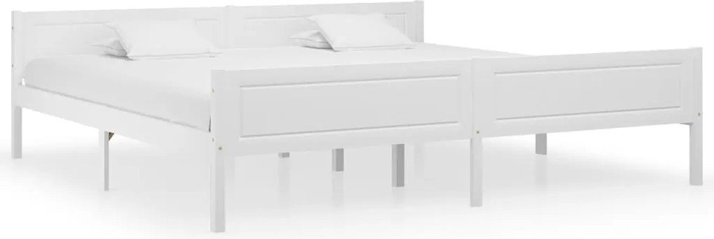 vidaXL Cadru de pat, alb, 200x200 cm, lemn masiv de pin