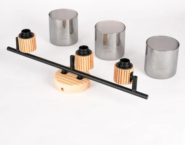 Brilagi - Corp de iluminat tip spot HYGGE, 3x E14, 15W, 230V, lemn/fumuriu