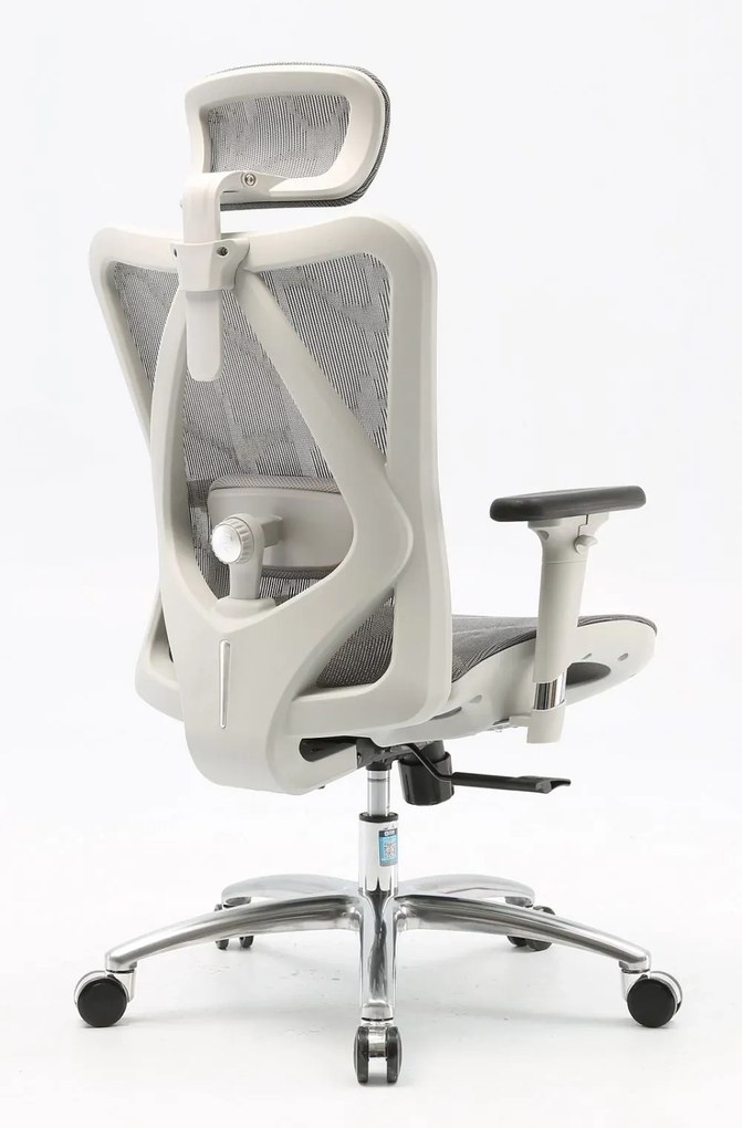 RESIGILAT- Scaun ergonomic SIHOO, pivotant, suport lombar, tetiera, cotiera, reglabile, reglare pe inaltime, mecanism inclinare/blocare in 3 pozitii, Mesh, Gri