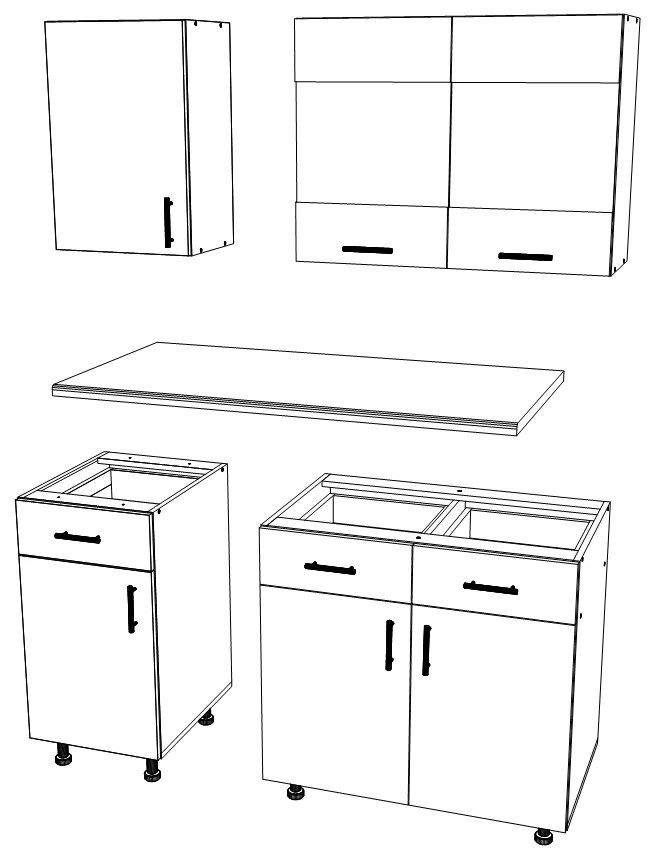 Set haaus V3, Gri Lucios/Alb, MDF, Blat Thermo 28 mm, L 120 cm