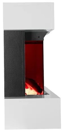 Șemineu electric, montare independentă, cadru MDF, sticla securizata, flacara LED cu efect realist, difuzor cu sunet de lemne trosnind, 120x56x24 cm, Alb