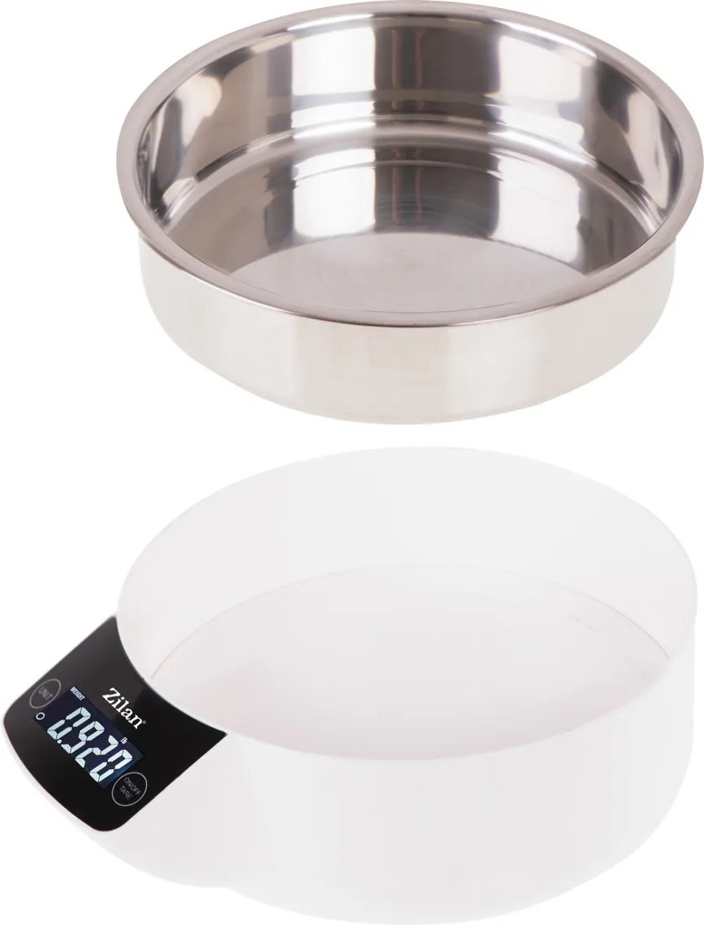 Cantar alimentar Zilan ZLN2977 Alb, ecran digital, bol de 900ml, capacitate maxima de 5 kg