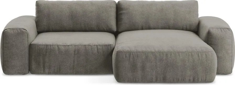 Colțar gri extensibil cu tapițerie din chenille (cu colț pe partea dreaptă/cu șezlong) Kuki – Makamii