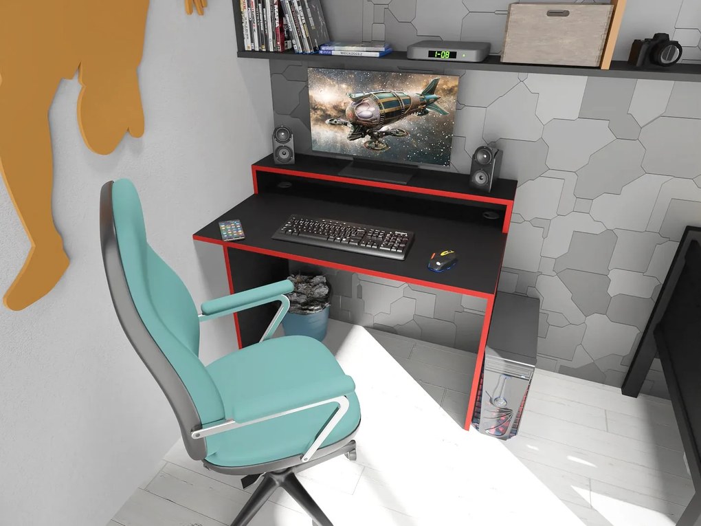 Masă PC gaming Adapt (Negru + Roșu) (fără iluminat). 1054992