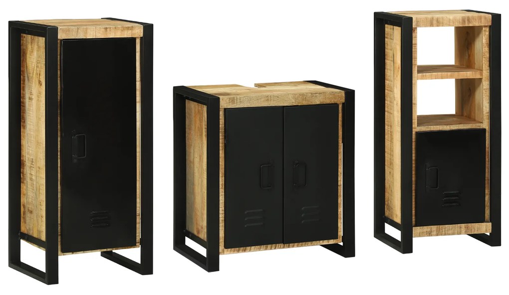 vidaXL Set de mobilier pentru baie 3 pcs Maro Lemn de mango solid