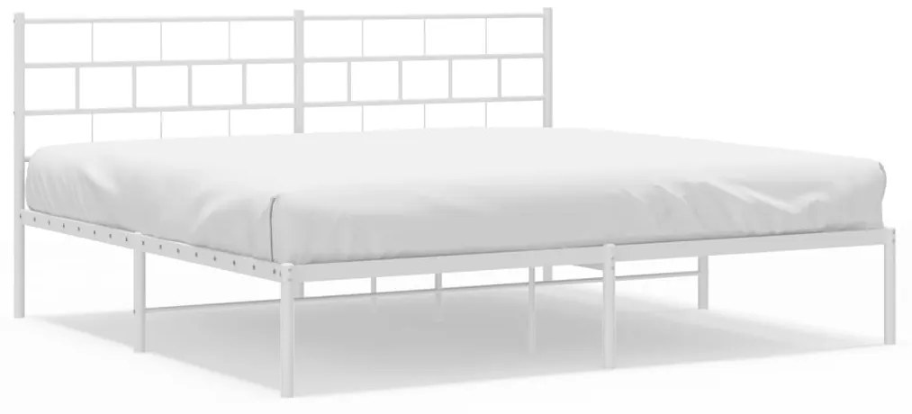 355713 vidaXL Cadru de pat metalic cu tăblie, alb, 183x213 cm