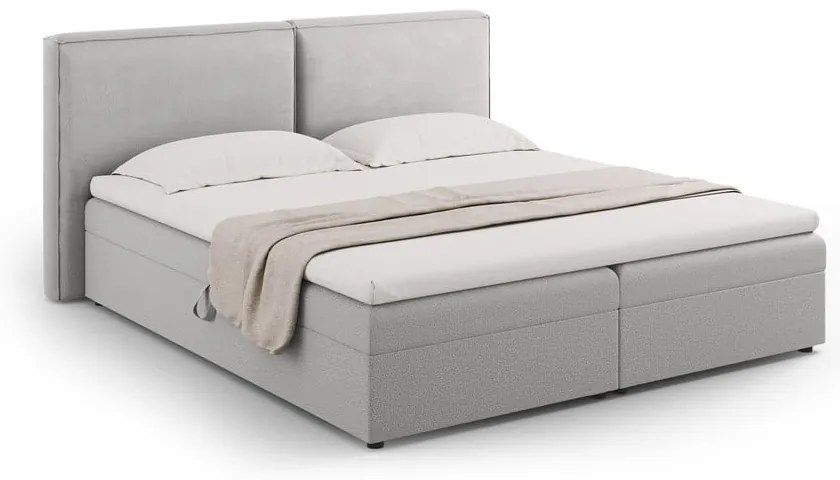 Pat boxspring gri deschis cu spațiu de depozitare 160x200 cm Arendal – Cosmopolitan Design