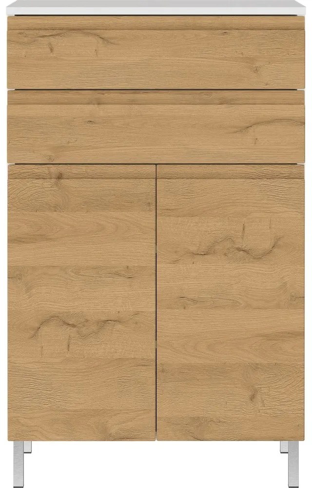 Dulap de baie scund alb cu aspect de stejar 60x97 cm Torrance - Germania