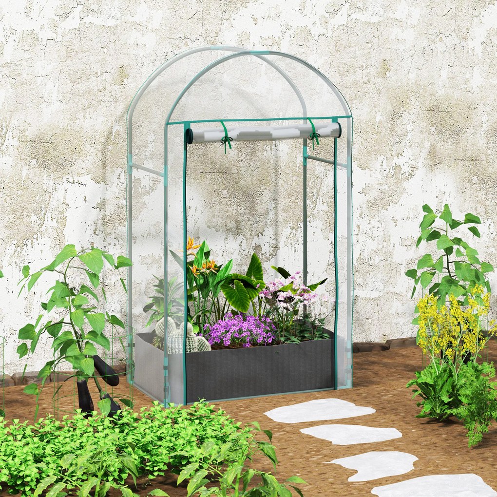 Outsunny Seră pentru Grădină cu Ușă Pliabilă pe Balamale și Sac pentru Plante, 89x50x152 cm, Transparent | Aosom Romania