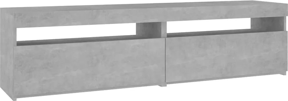 vidaXL Comode TV cu lumini LED, 2 buc., gri beton, 75x35x40 cm