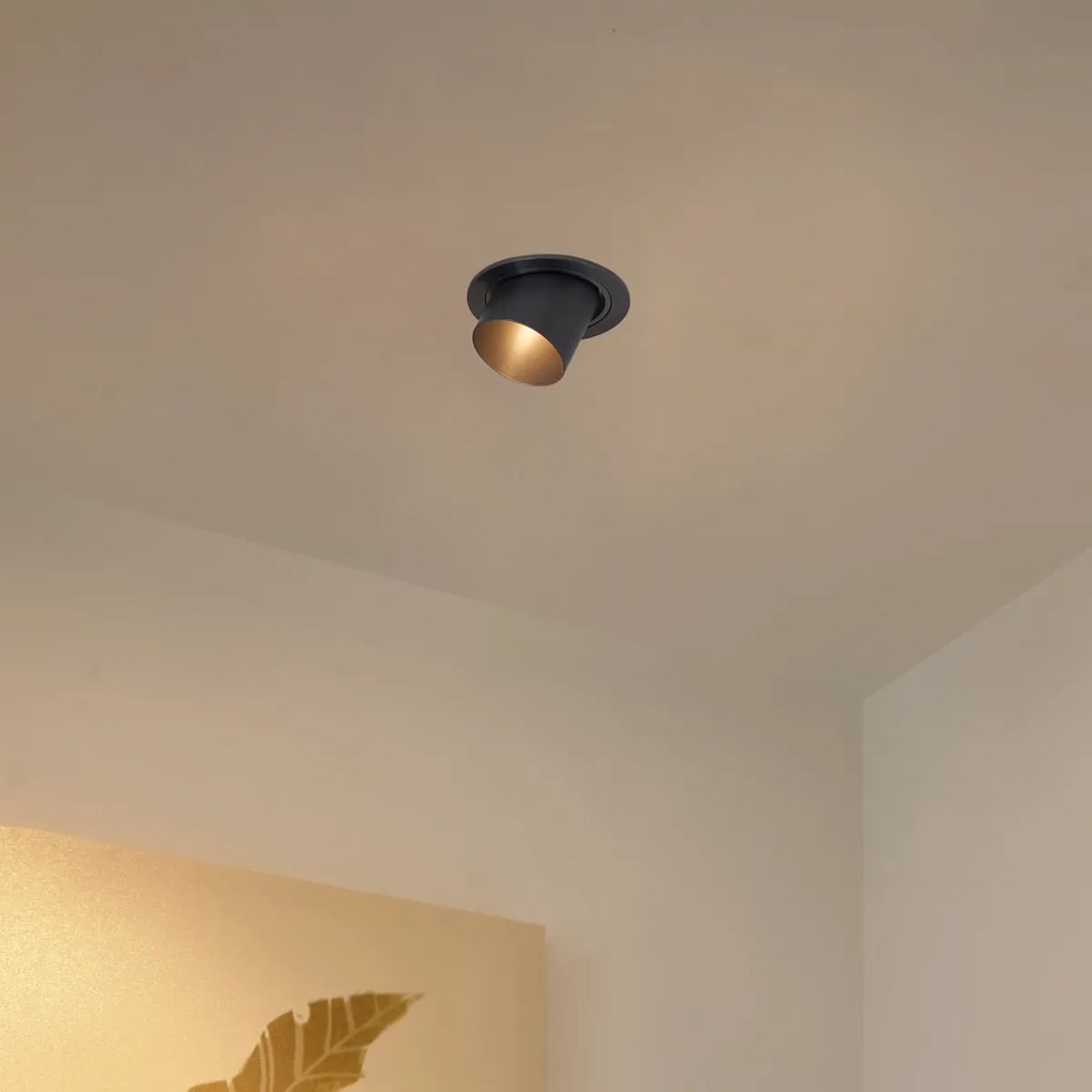 Set de 6 spoturi încastrate moderne Gunmetal GU10 50mm Rotunde Orientabile - Installa