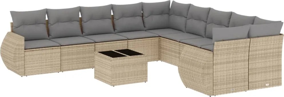 vidaXL Set canapele de grădină cu perne, 11 piese, bej, poliratan