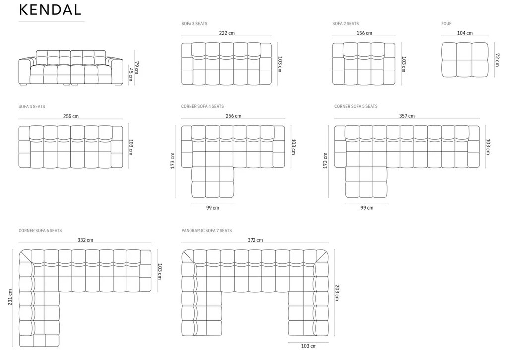 Canapea 3 locuri, Kendal, Micadoni Home, BL, 222x103x79 cm, catifea, portocaliu