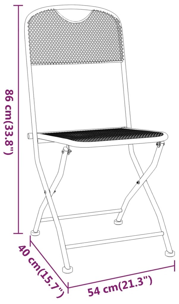 Set mobilier gradina 5 piese antracit plasa metalica expandata Lungime masa 60 cm, 5