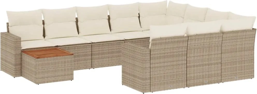 vidaXL Set canapele de grădină cu perne, 11 piese, bej, poliratan