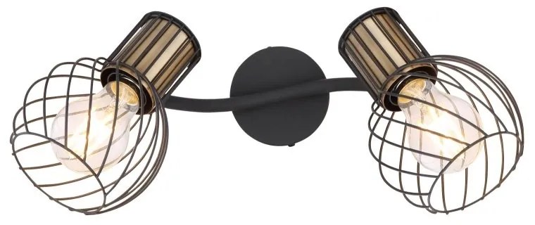 Aplica de perete / tavan cu 2 spoturi design industrial ARGUSTO negru, auriu