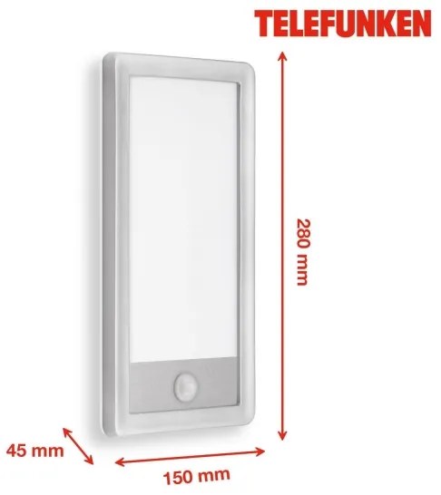 Aplică LED de exterior cu senzor Telefunken 313904TF LED/16W/230V IP44