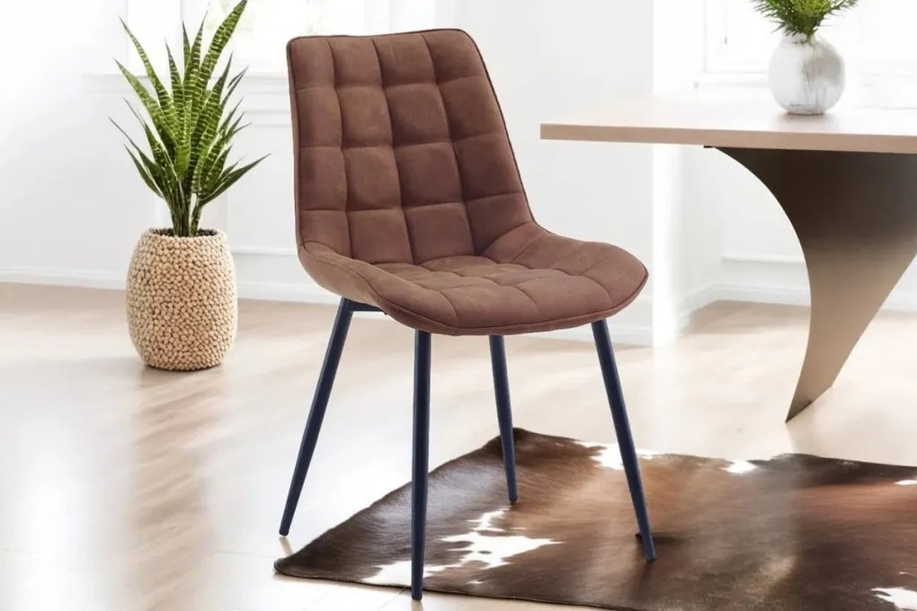 Set de 4 scaune ROADSTAR microfibra cognac