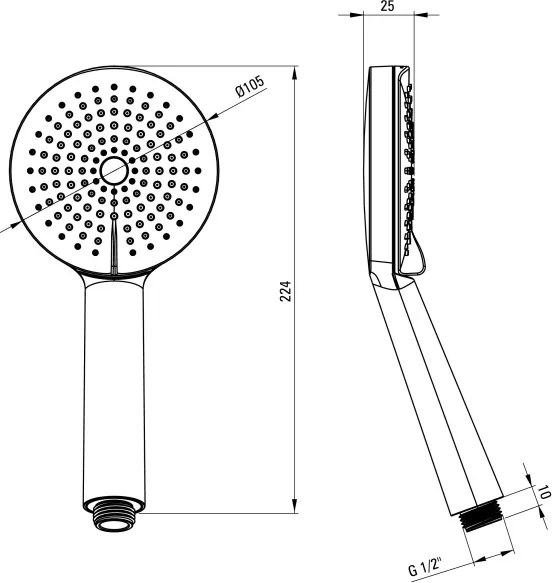 Round Pară de duș, 5-funcții - start-stop Finisaj: Crom NDR_051S