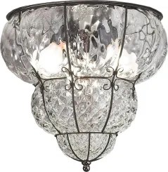 Plafonieră SIRU CLASSIC 3xE14/40W/230V d. 25 cm transparent/negru sticlă venețiană